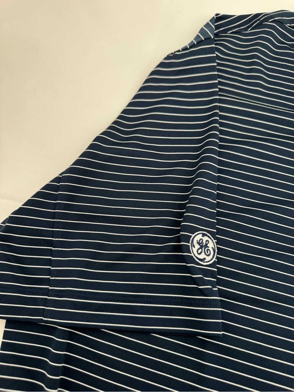 NWT Nike Men’s L Golf Dri Fit Navy Blue White Striped Polo Shirt 585748-419